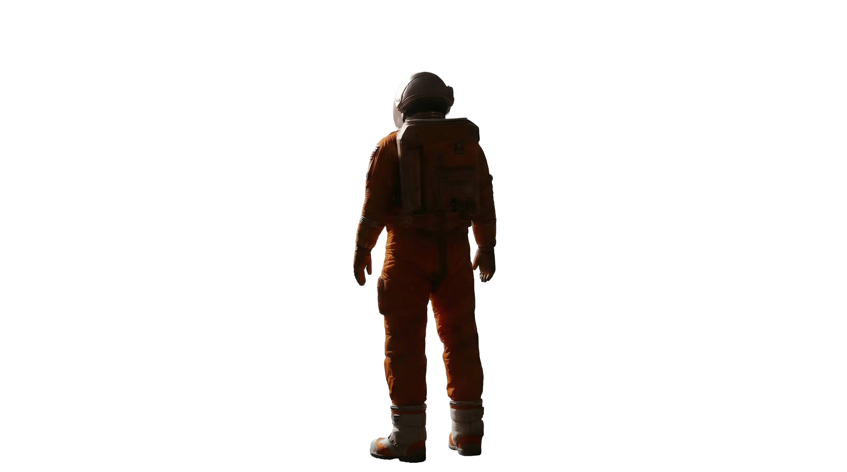 Astronaut in orange spacesuit